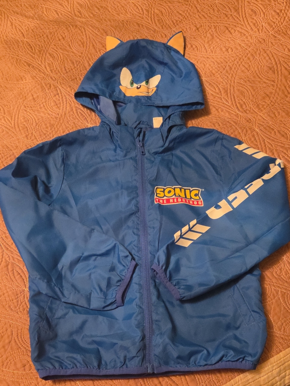 H&M Blue Sonic The Hedgehog Hooded Windbreaker with Character Ears
